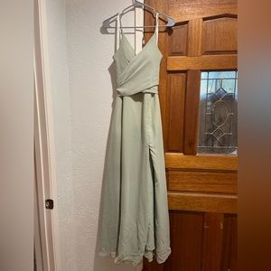 Sage green maxi chiffon dress